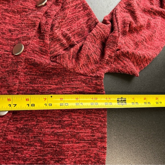 Notations Women's 1X Pullover Cowl Neck Sweater Red Black Buttons Coquette Artsy - Picture 8 of 14